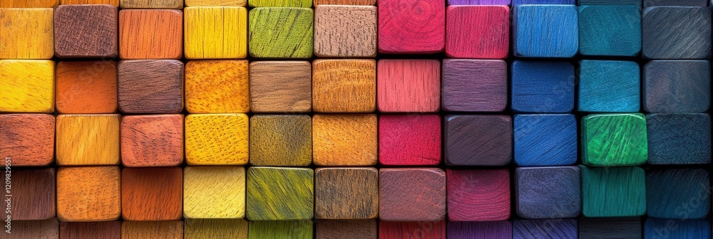 Colorful Wooden Blocks in Rainbow Arrangement Displaying a Vibrant Spectrum of Colors and Textures for Playful Inspiration and Creative Activities Colorful Wooden Blocks in Rainbow Arrangement Displaying a Vibrant Spectrum of Colors and Textures for Playful Inspiration and Creative Activities