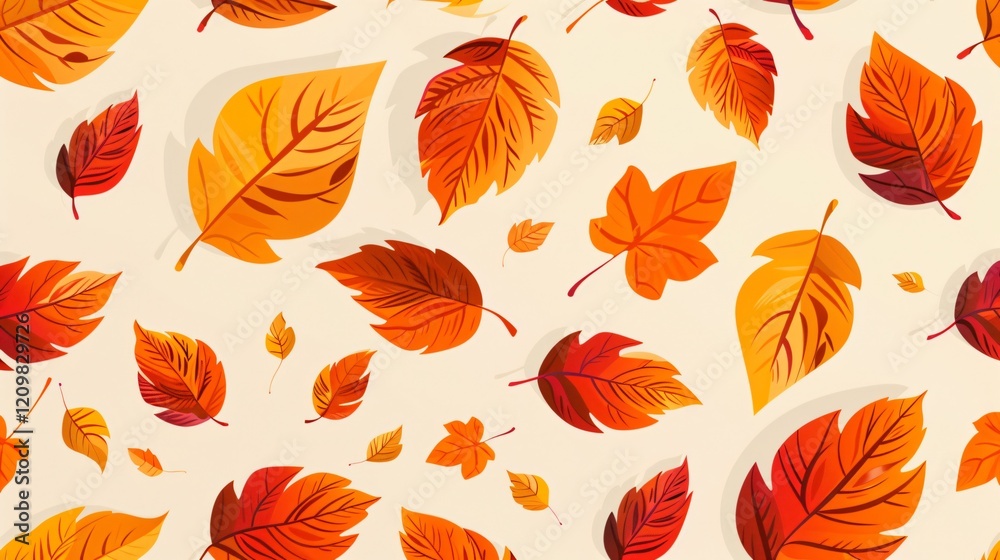 Obraz premium Autumn Leaves Fall Seamless Floral Pattern Vector