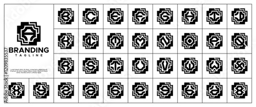 Medical health initial letter A-Z logo set