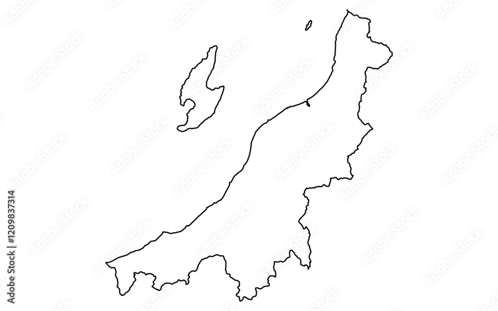 Fototapeta premium リアルな新潟の地図（線画）