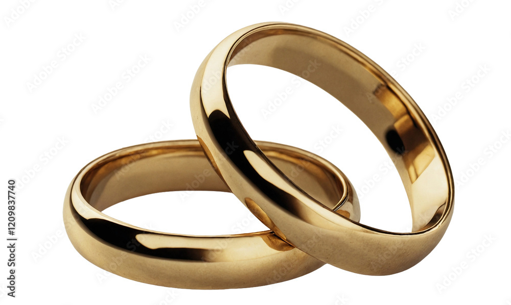 Two golden wedding rings cut out. Based on Generative AI
Two golden wedding rings cut out. Based on Generative AI