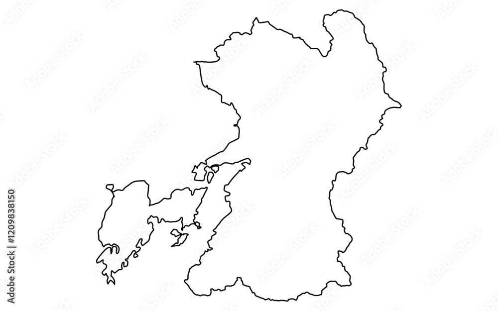 リアルな熊本の地図（線画）