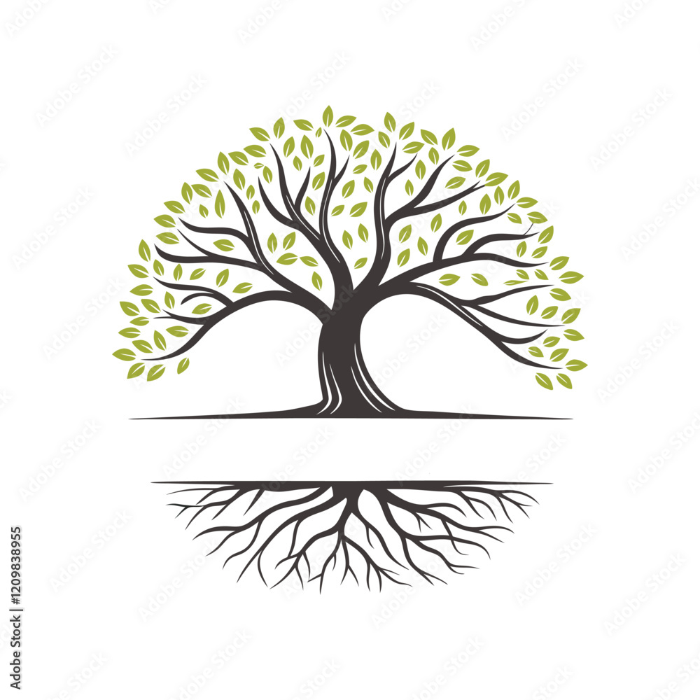 Fototapeta premium Green Tree Logo Abstract Vector Art 