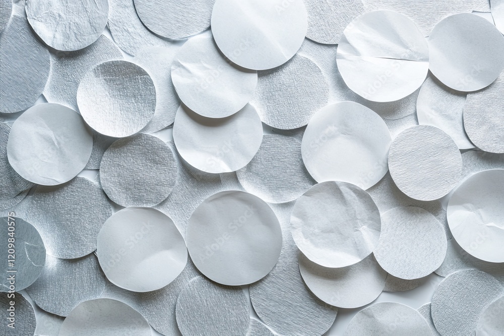 Abstract paper circle design silver background texture., Generative AI Abstract paper circle design silver background texture., Generative AI
