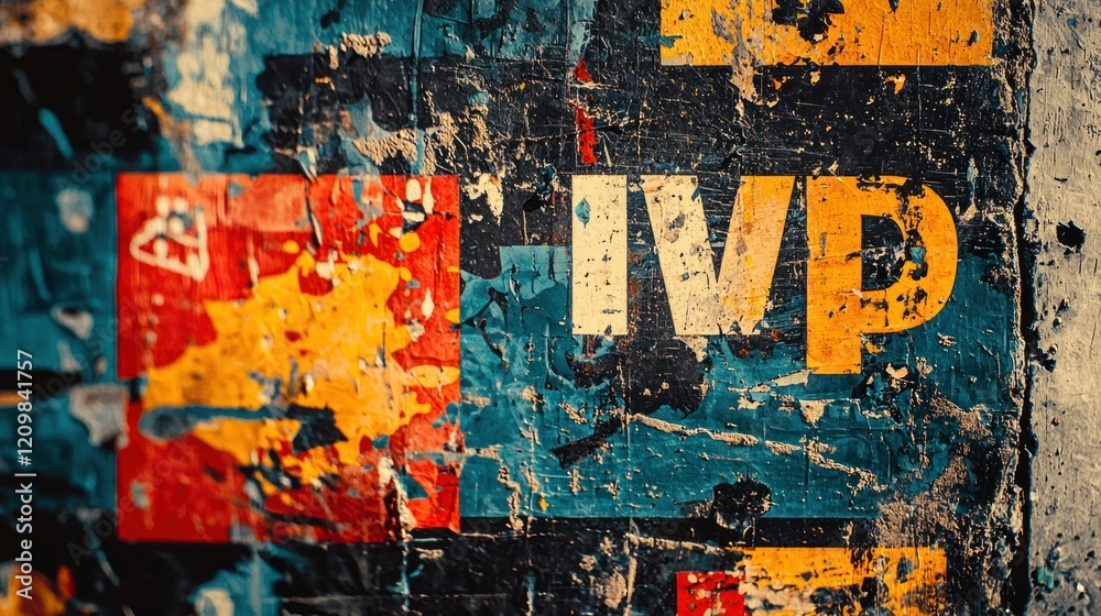 Fototapeta premium Urban Decay: IVP Graffiti Art on Weathered Wall
