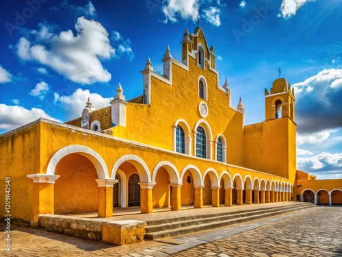 San Antonio Monastery in Izamal, Mexico - Colorful Architectural Scene photo