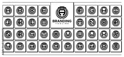 Luxury sun shield initial letter A-Z logo bundle