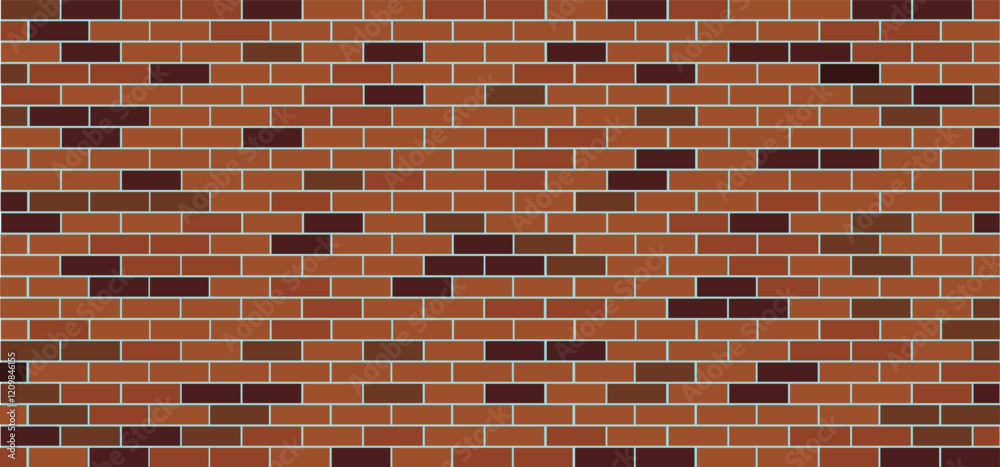 Brown or black grunge, empty background brick wall side view. Funny vector block stone for texture banner or wallpaper. Urban sign. Building brick pattern, seamless. Background for masonry