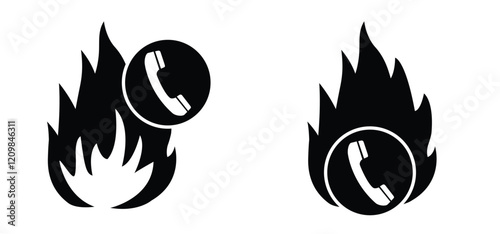 Cartoon alarm fire bell or alert ring to call, Warning fire, firefighter help. Warning, dangerous flames alarm or sprinkler alert with phone signal. Help icon. Alarm system. Fire alarm emergency