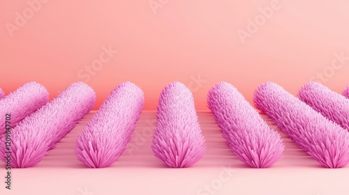 Vibrant Pink Textured Forms on Soft Background