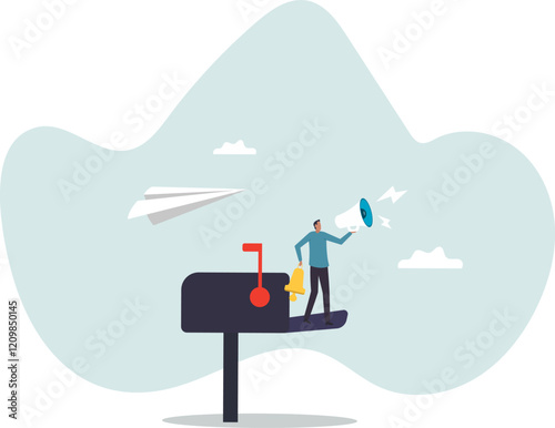 Email newsletter notification, marketing communication or subscription message alert, subscribe to receive notification message .business concept.flat character.