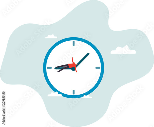 Wasted time, procrastination or slow life, lazy to work, low productivity or efficiency, self discipline problem,business concept.flat character.