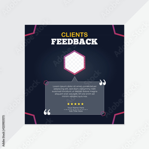 Modern client feedback testimonial design.