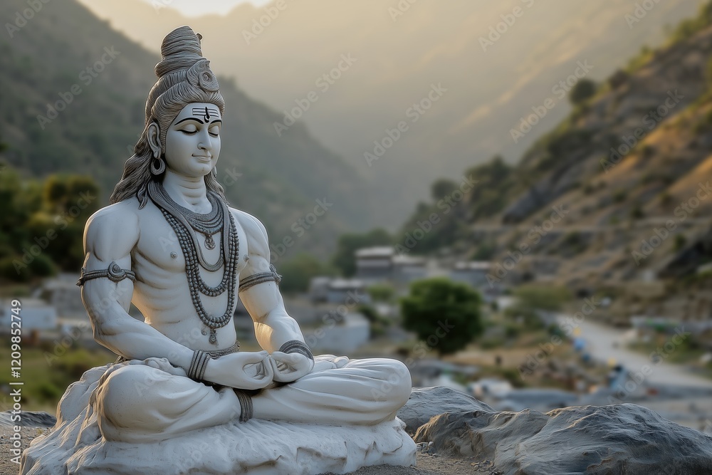 statue of God Shiva meditating in the mountain statue of God Shiva meditating in the mountain