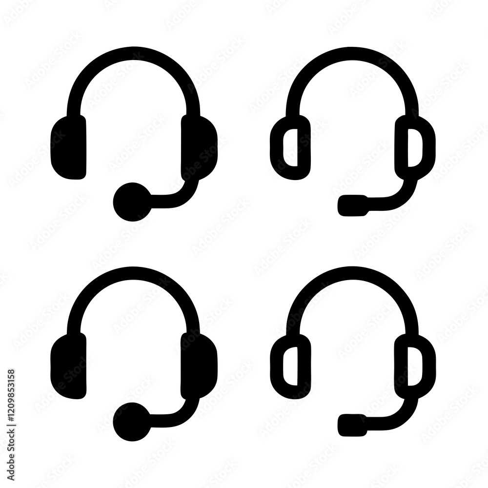 Flat Headphones Icon for Customer Support Solutions