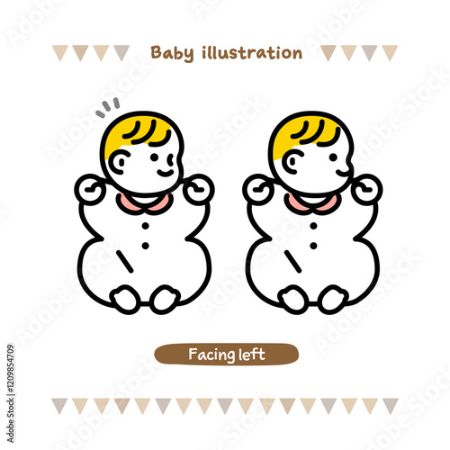 横を向く赤ちゃんのイラスト