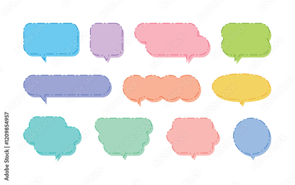 A set of colorful style blank speech bubbles, speech, speaking, chat, talk frames illustrations. A set of colorful style blank speech bubbles, speech, speaking, chat, talk frames illustrations.