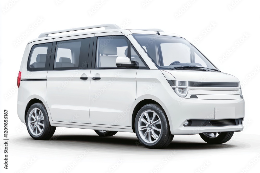 Real modern mini van vehicle transportation white Real modern mini van vehicle transportation white