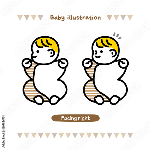 横を向く赤ちゃんのイラスト