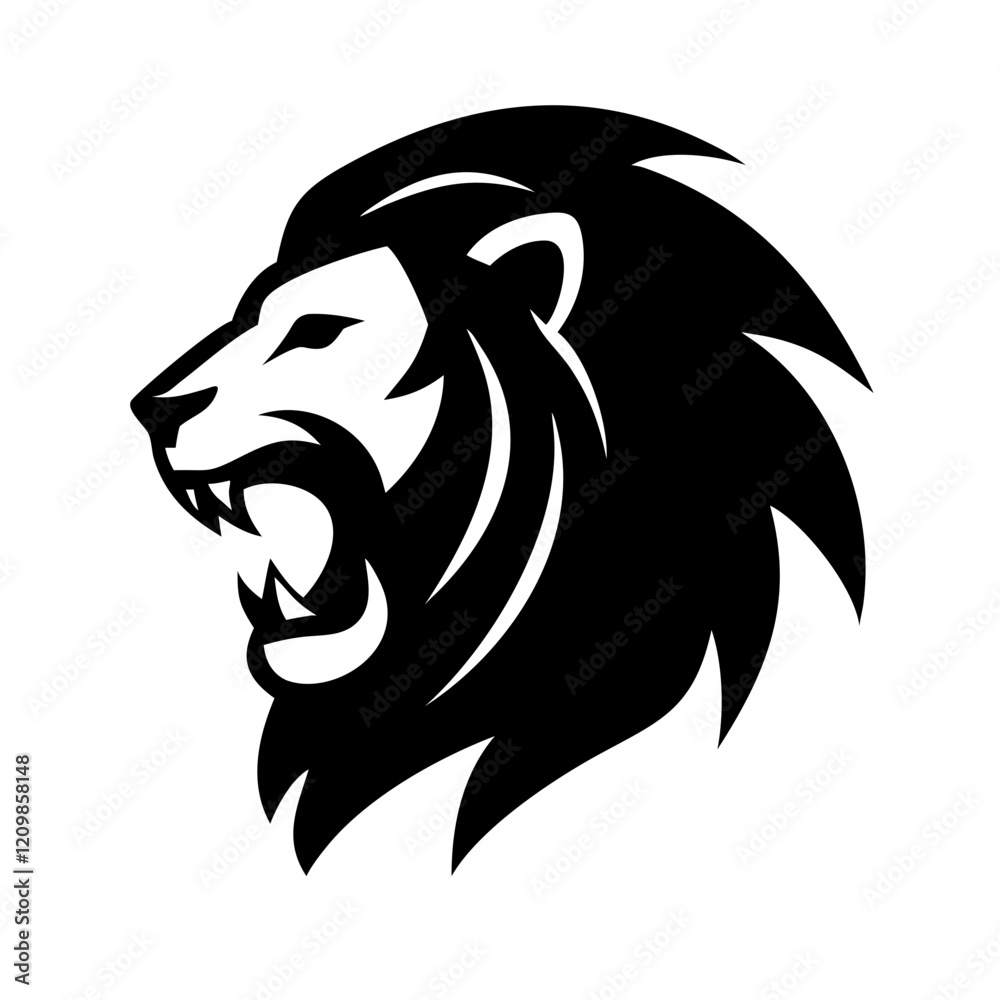 A striking lion face silhouette with intricate detailing, perfect for wildlife-themed projects and branding. A striking lion face silhouette with intricate detailing, perfect for wildlife-themed projects and branding.