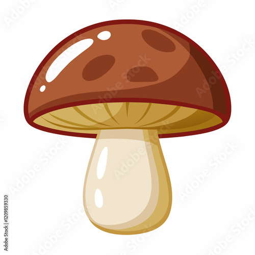 Clean Portobello Mushroom Graphic on White Background