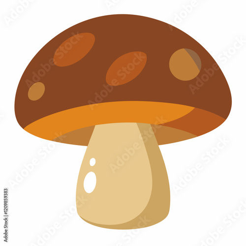 Clean Portobello Mushroom Graphic on White Background