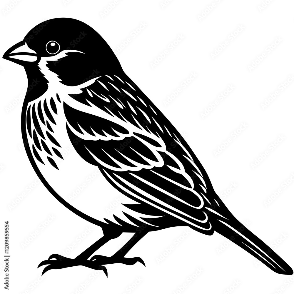 Obraz premium House sparrow Silhouette vector with white background