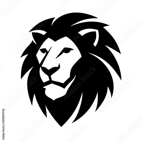 Wallpaper Mural A striking lion face silhouette with intricate detailing, perfect for wildlife-themed projects and branding. Torontodigital.ca