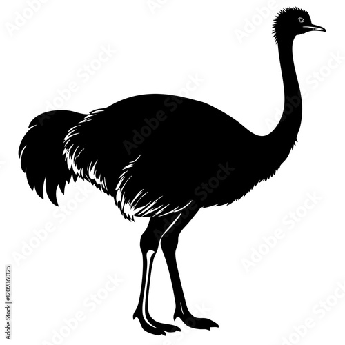 Common ostrich Silhouette vector with white background