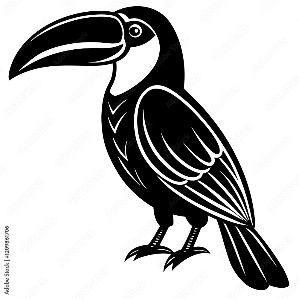 Toucan Silhouette vector with white background Toucan Silhouette vector with white background