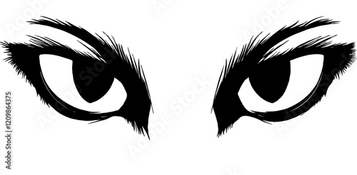 Stylized animal eyes illustration. Bold and fierce vector design of animal eyes with sharp, detailed lines and an intense gaze. Isolated. Working path in JPG version