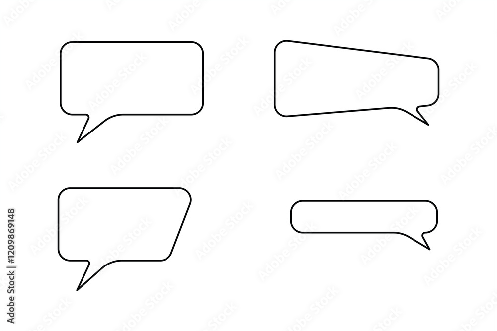 One continuous line drawing of speech bubble set square shaped chat cloud and thought dialogue design
One continuous line drawing of speech bubble set square shaped chat cloud and thought dialogue design