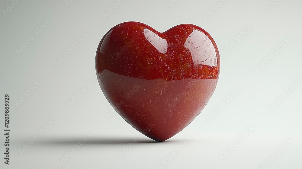 Red heart shape, glossy surface, 3D render. Red heart shape, glossy surface, 3D render.