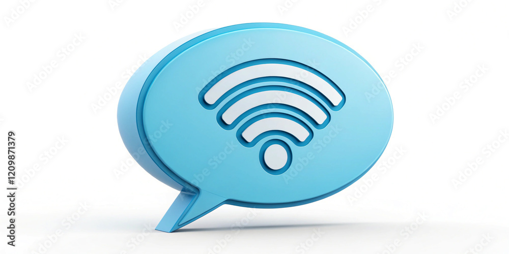 An Engaging 3D Talk Balloon with a WiFi Icon An Engaging 3D Talk Balloon with a WiFi Icon