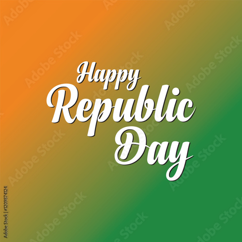 Happy Republic Day Typography with 26 Januaray Text. Hand drawn modern vector calligraphy. Holiday design for greeting card and Social Media Cover. Vector illustration. EPS 10/AI