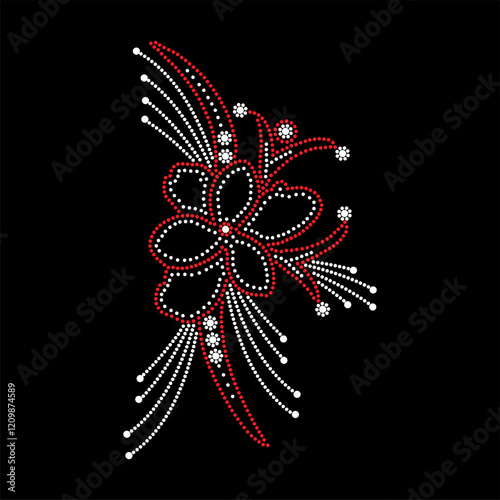 Rhinestone applique collar design for t-shirt or blouse hot-fix transfer. Abstract beautiful glitter applique rhinestone motif.	