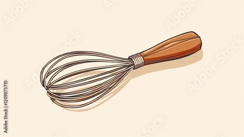 Whisk Cartoon Icon: Whipping Liquid and Baking Tool Car