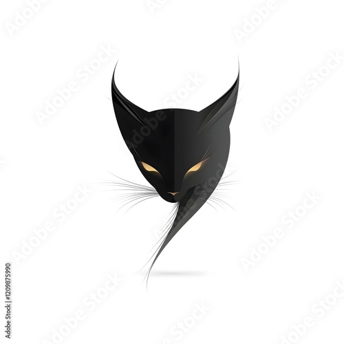 Dessin minimaliste d'une tête de chat noir de face photo