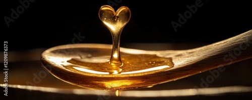 Wallpaper Mural Artistic shot of dripping honey on a wooden spoon, luxurious texture. Torontodigital.ca