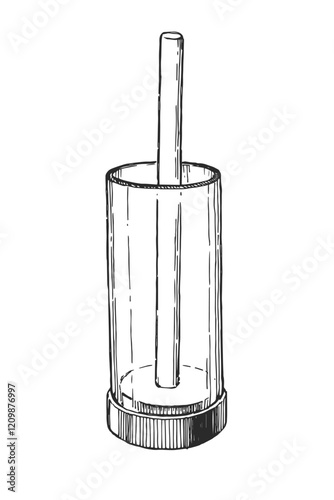 Vector hand-drawn illustration of beekeepers marking cage. Black and white sketch of equipment for beekeeping.