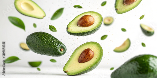 A Beautifully Isolated Avocado on a White Background Highlighting Its Freshness