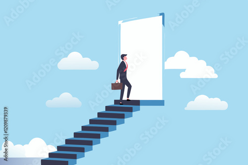 Businessman climbing stairs