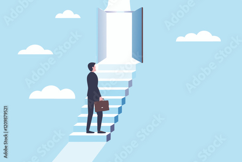 Businessman climbing stairs