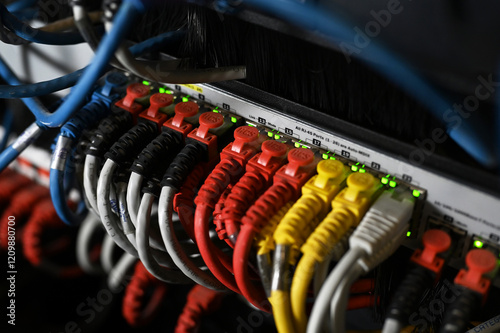 server cables, server room, internet network, computer network