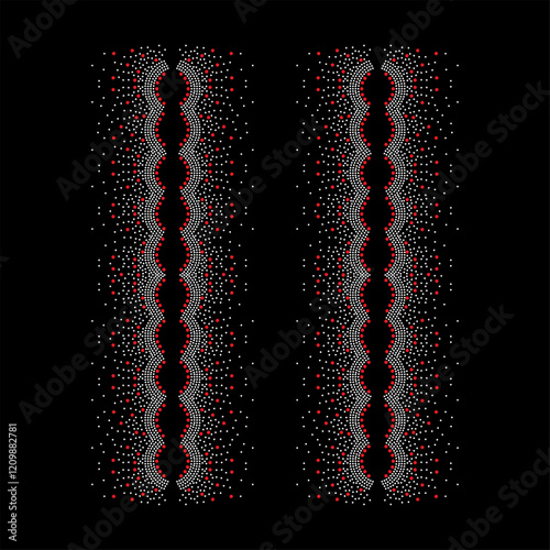 Rhinestone applique collar design for t-shirt or blouse hot-fix transfer. Abstract beautiful glitter applique rhinestone motif.	