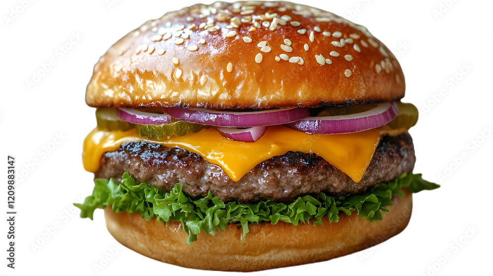 Perfectly Grilled Double Beefburger with Layers, Png Perfectly Grilled Double Beefburger with Layers, Png