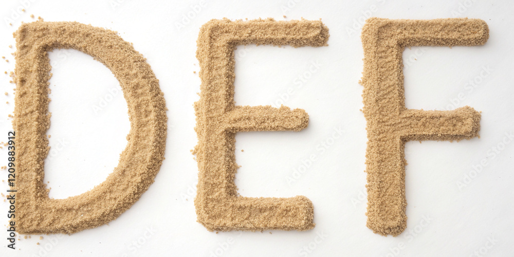 Creative Sand Alphabet Featuring Letters D, E, and F on a Bright Background Creative Sand Alphabet Featuring Letters D, E, and F on a Bright Background