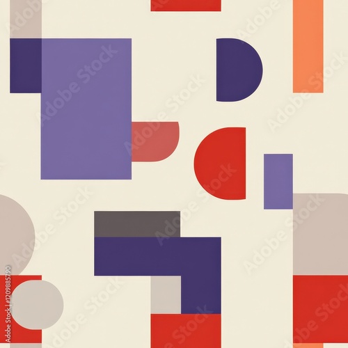 Seamless Pattern, Colorful abstract artwork featuring red, purple, and orange...