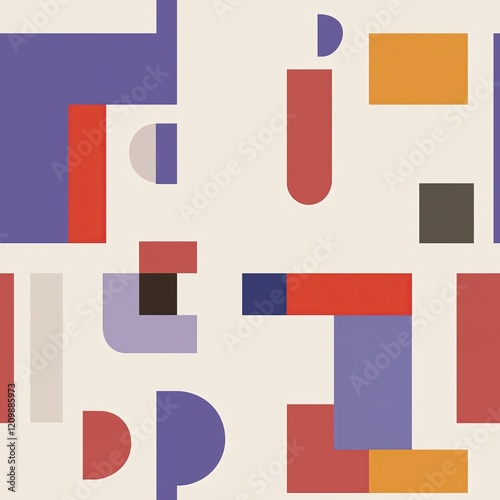 Seamless Pattern, Colorful abstract artwork featuring red, purple, and orange...