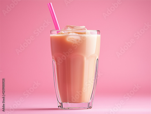 Clear Glass of Milk Cocktail – Vacation-Themed Photo for Articles and Ads